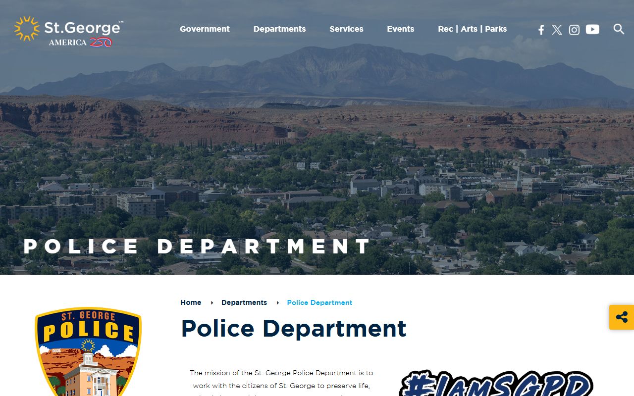 St. George Police Department website for 72 hour booking records