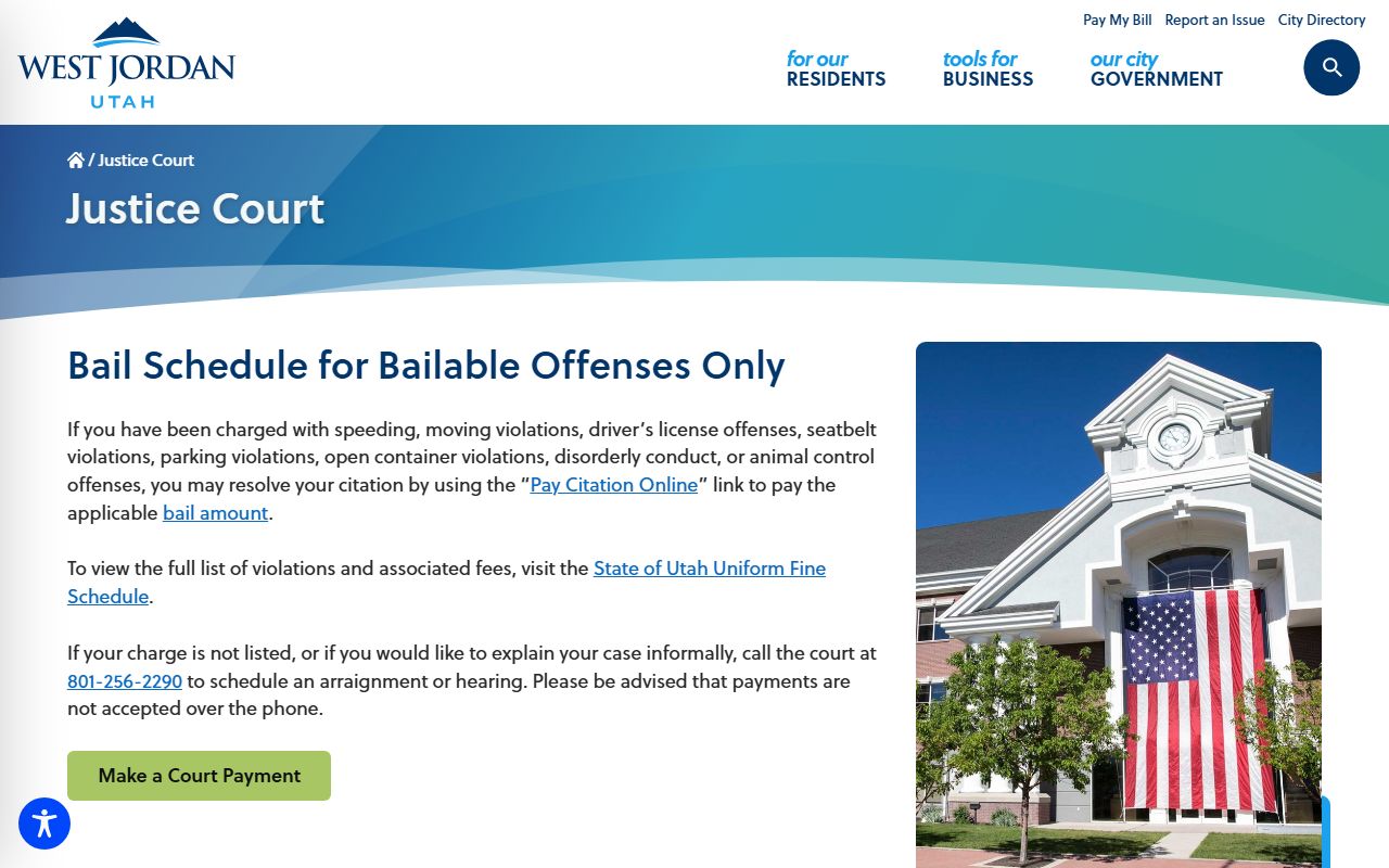 West Jordan Justice Court online resources for booking cases