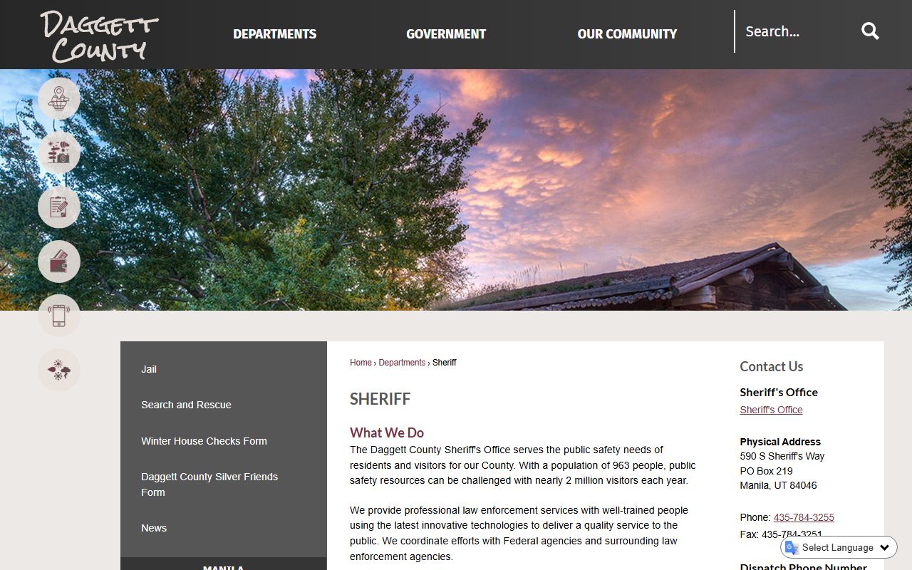 Daggett County 72 hour booking sheriff's office website