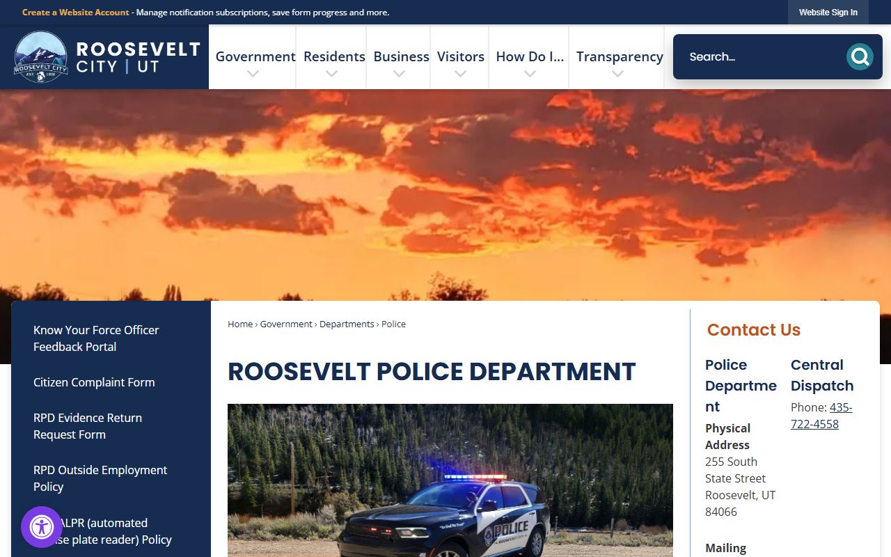 Duchesne County 72 hour booking Roosevelt City Police website