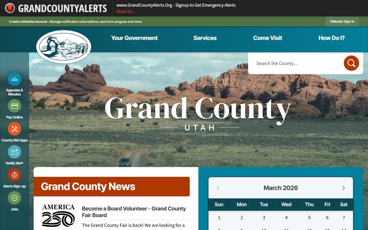 Grand County government website for 72 hour booking records