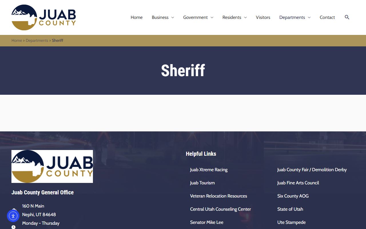 Juab County Sheriff's Office website for 72 hour booking records