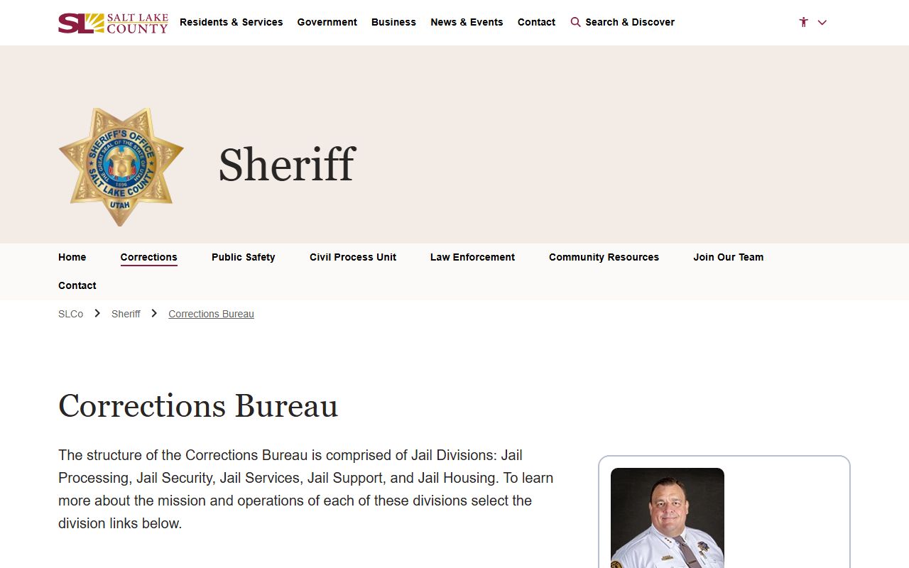 Salt Lake County Sheriff Corrections Bureau 72 hour booking page