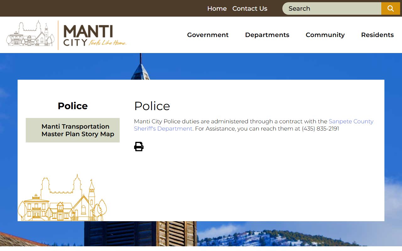 Manti City Police Department related to Sanpete County 72 hour booking