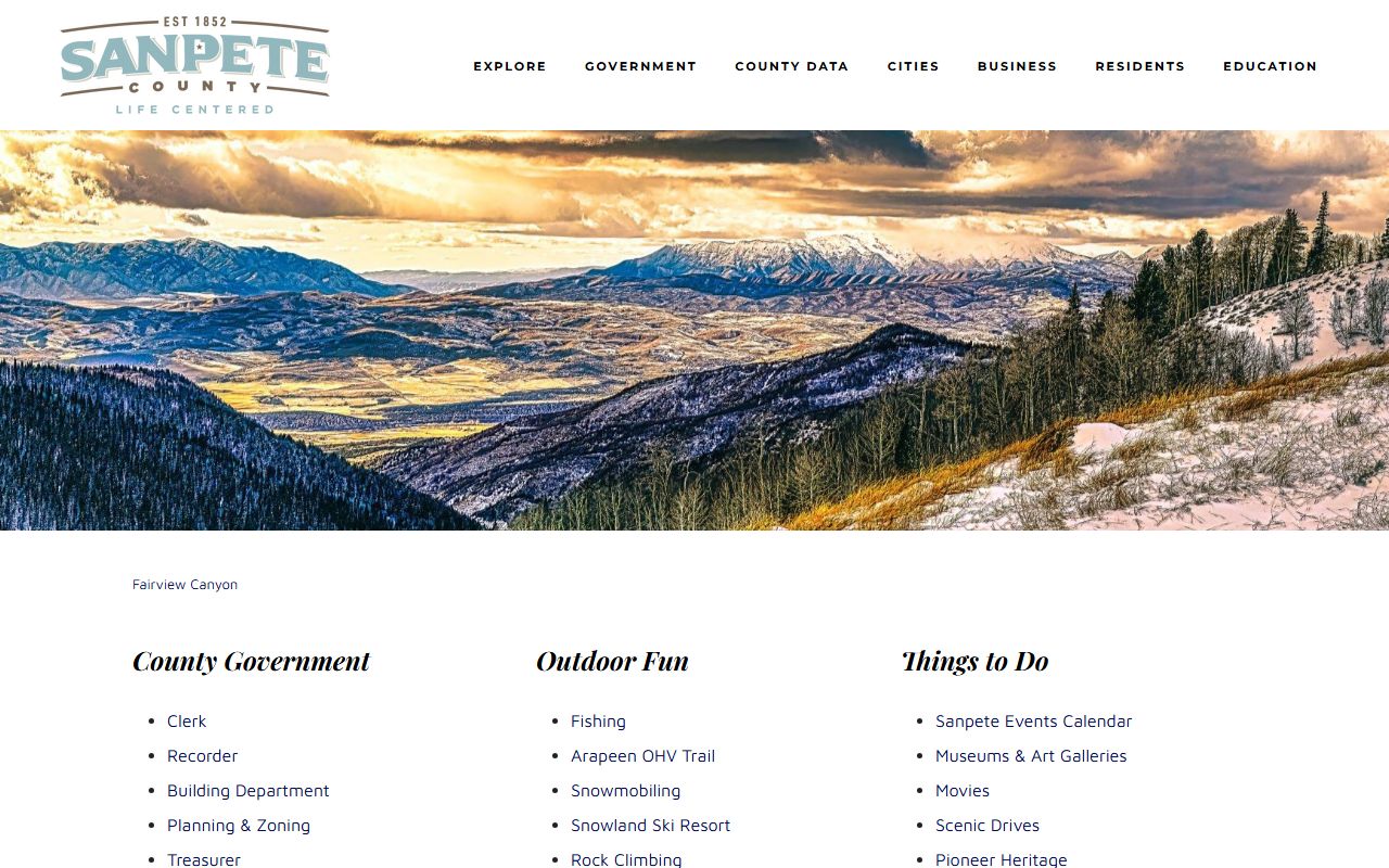 Sanpete County government website for booking record access