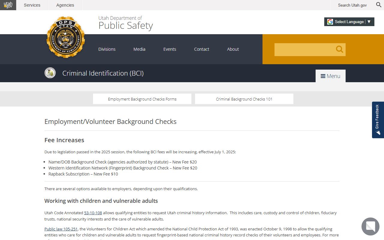 Utah Department of Public Safety 72 hour booking resources